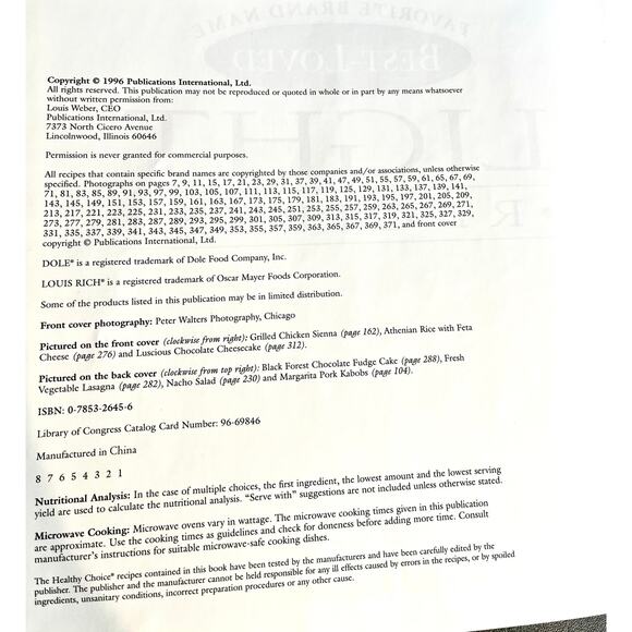 Favorite Brand Name Best-Loved Light Recipes Cookbook (1996, Hardcover) - Picture 4 of 8